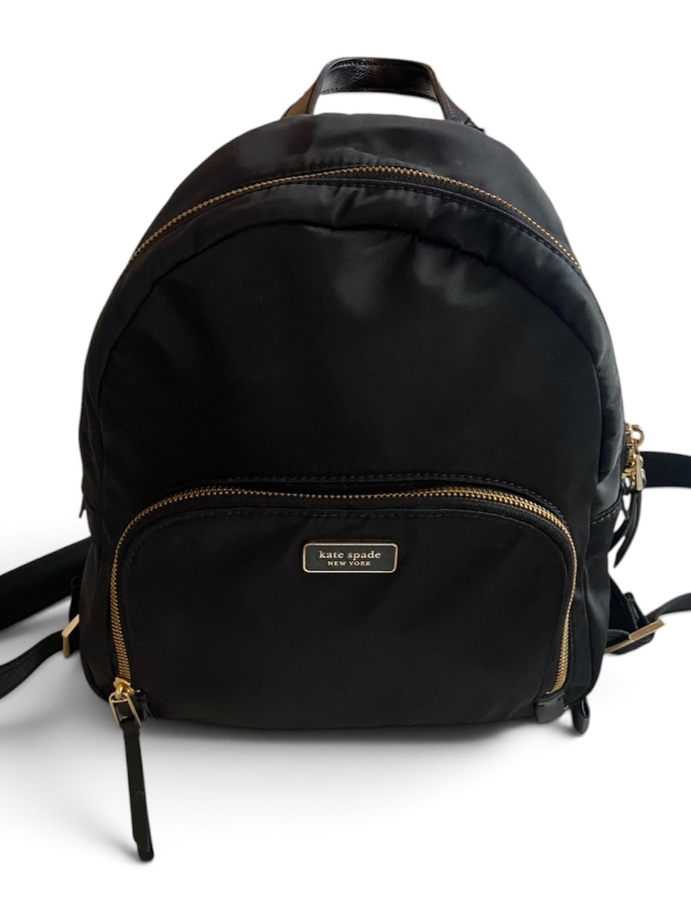 Kate Spade NY Medium Dawn Backpack/Book Bag Black Nylon With Gold Hardware
